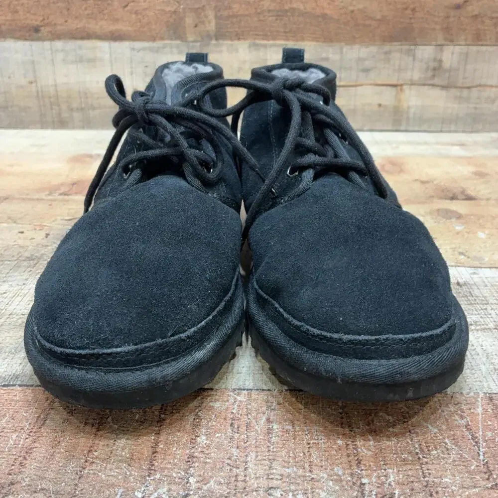 UGG Neumel Boots Mens Size 9 42 Black Suede Shearling Lined Chukka Ankle Winter